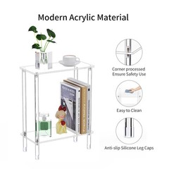 Clear Acrylic Narrow Side Table for Small Spaces, 15.75″ L x 7.87″ W x 19.82″…