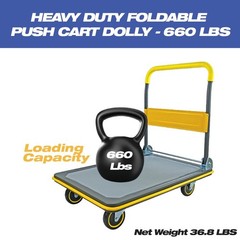 LAUCO Heavy Duty Foldable Push Cart Dolly, Flat Bed Cart, Push Dolly, Platform
