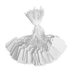 1000x White Merchandise Price Tags with Strings Retail Strung Label 0.87×1.38in