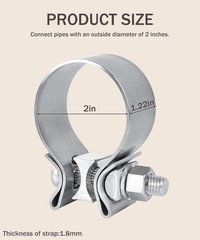 Stainless Steel Exhaust Clamp, Narrow Band Muffler Seal, Car Acce Size: 2 inch