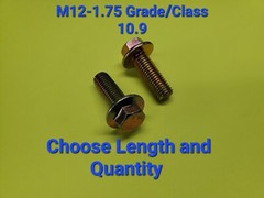 M12-1.75 x (CHOOSE LENGTH & QUANTITY) Grade 10.9 Metric Flange Bolts Yellow Zinc