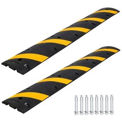 2 Pack 6FT Rubber Speed Bump 2 Channel 66000 LBS Load Heavy Duty Road Speed Hump