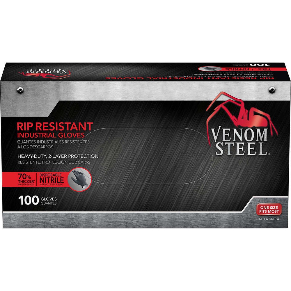VENOM STEEL Rip Resistant Nitrile Industrial Gloves – One Size Fits Most – 100ct