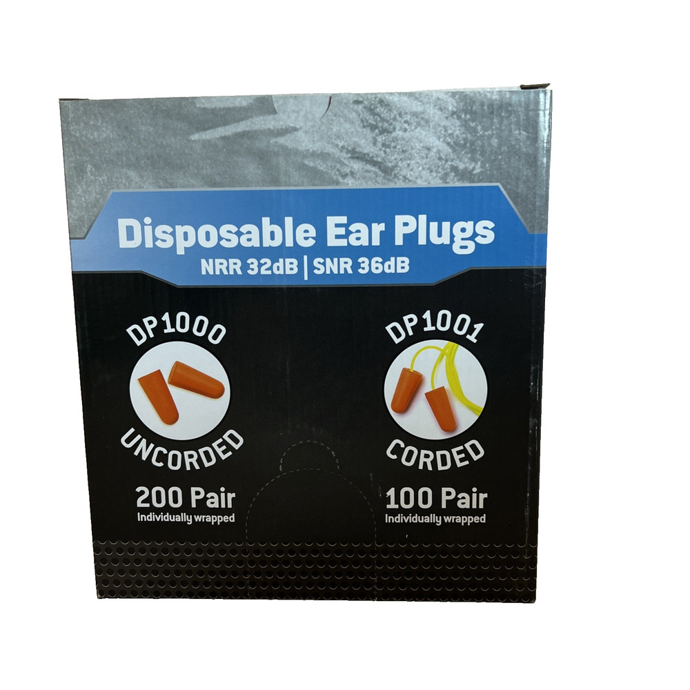 Pyramex Disposable Earplugs (200 DP1000 and 100 DP1001 Corded) New