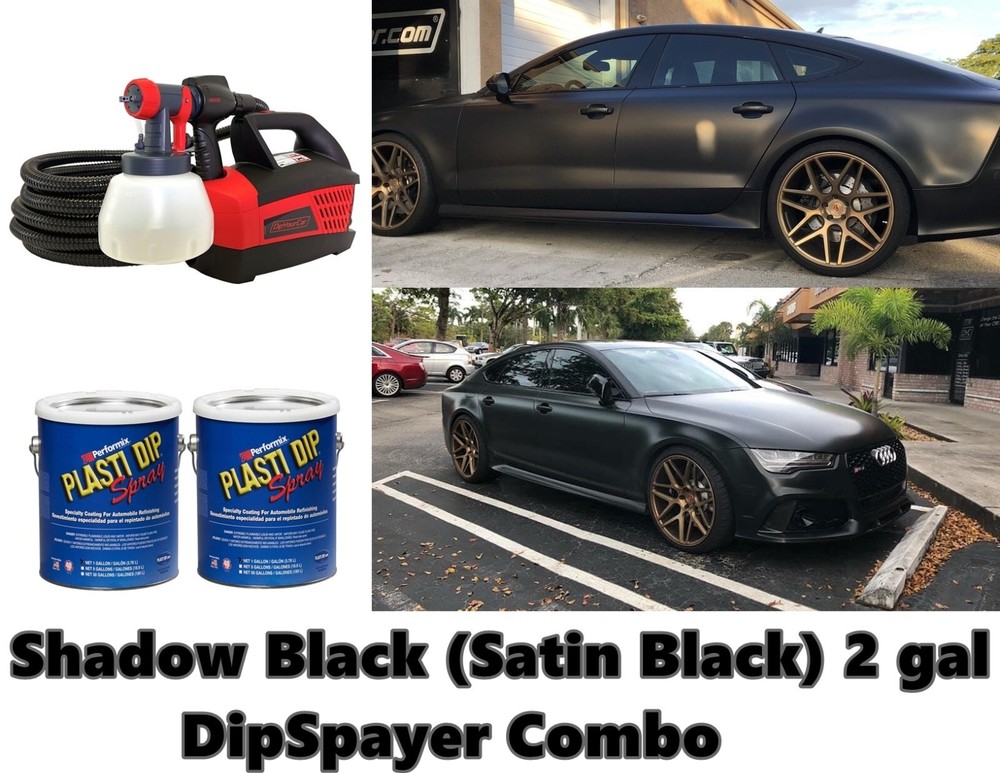Shadow Black Plasti Dip Spray 2 Gallon DYC G-Force DipSpayer Combo Satin Black
