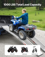 1000 lbs Aluminum Ramps 2Pcs Heavy-duty Loading Ramps with Handles