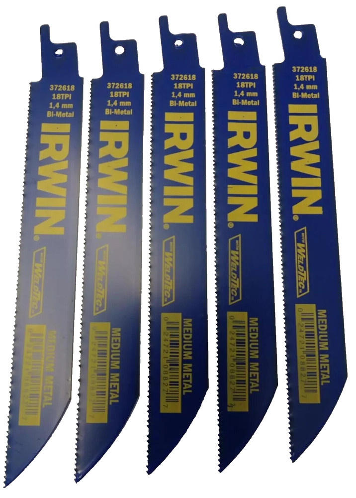 (100) Irwin bLADES 372618 6″ x 18 TPI Medium Metal Reciprocating Blade X 20 lot