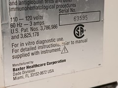 Baxter B5055-3S Dade Immufuge II blood sample Centrifuge, 110-120V, 60Hz, 3Amps