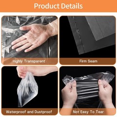 40″ x 60″ Extra Large Clear Plastic Storage Bags, 4 Pack Huge Waterproof Stor…