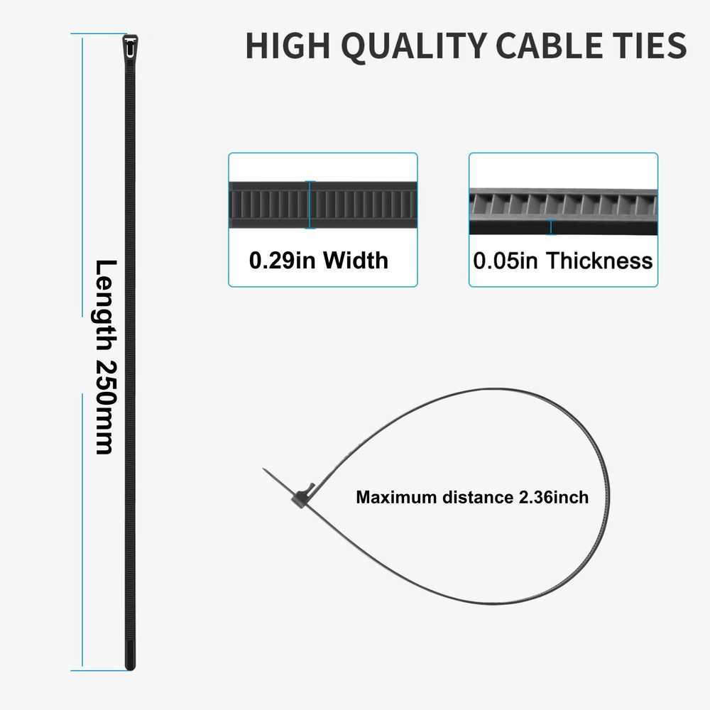 100 Pack Releasable Reusable Zip Ties Nylon Cable Heavy Duty Wire Self Locking