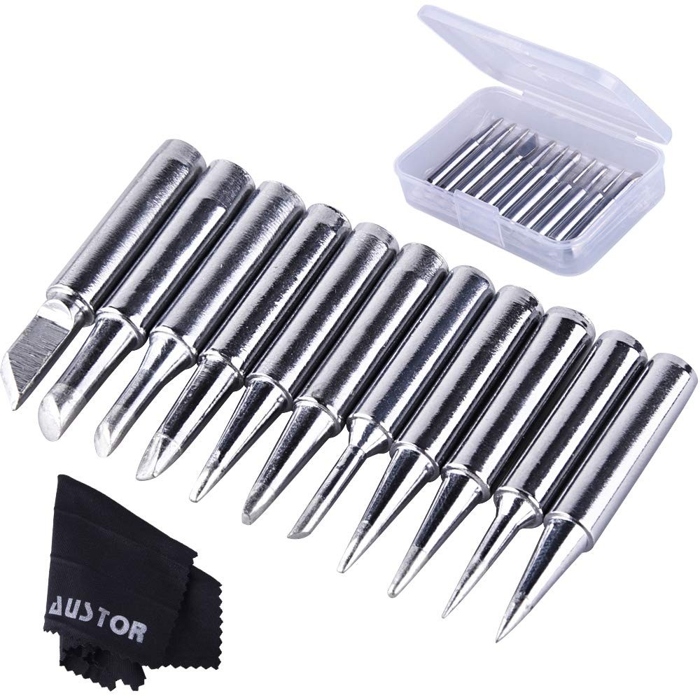 AUSTOR 11 Pieces Soldering Iron Tips Kit 900M-T and 1 Piece Cleaning Cloth…
