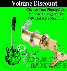 National Compx Cam Cabinet Lock 1 3/4 Length KEYED ALIKE Chrome Brass Antique