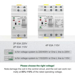 GEYA Mini Dual Power Automatic Transfer Switch Grid to Alternator 2P 63A 110V