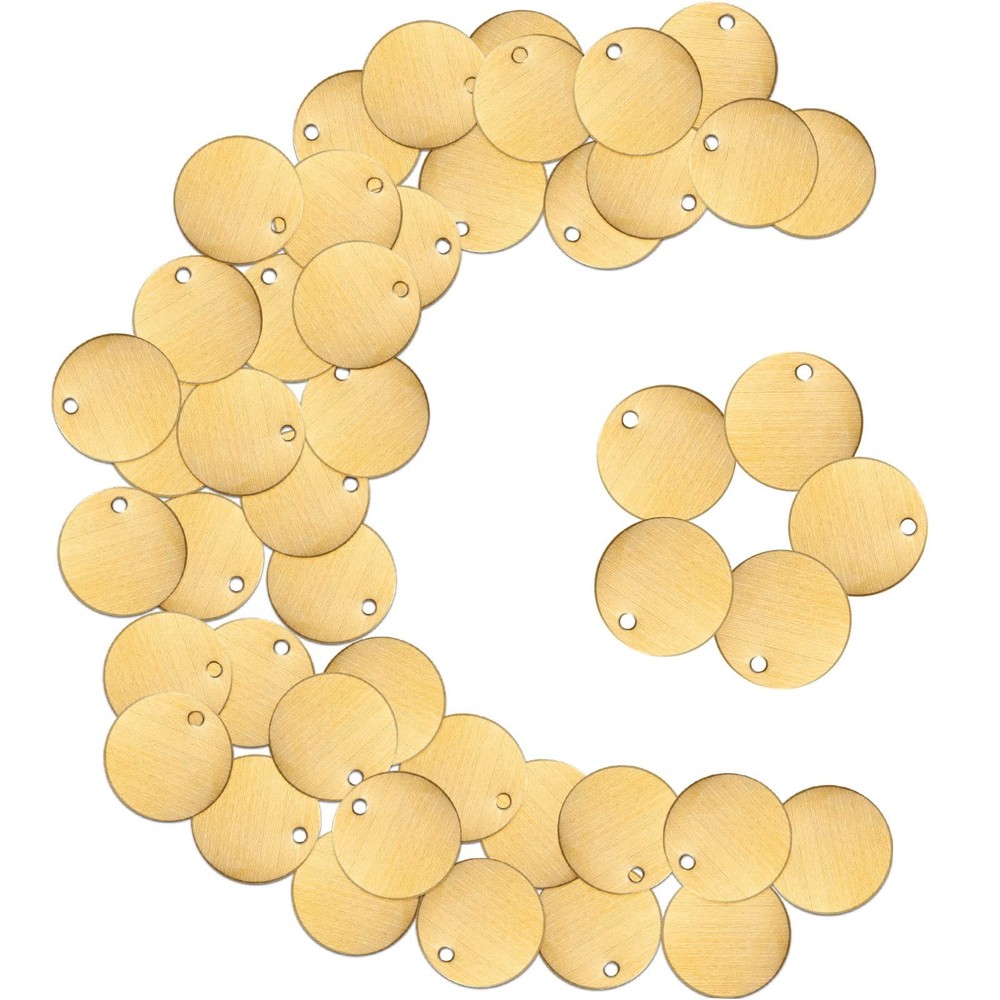 50 Pcs Round Brass Tags, 1-1/4 Inch Diameter, Gold Blank Metal Stamping Key B…