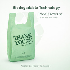 EPI Biodegradable Thank You T-Shirt Bags 11.5x6x21 Green 0.55mil 100-1000