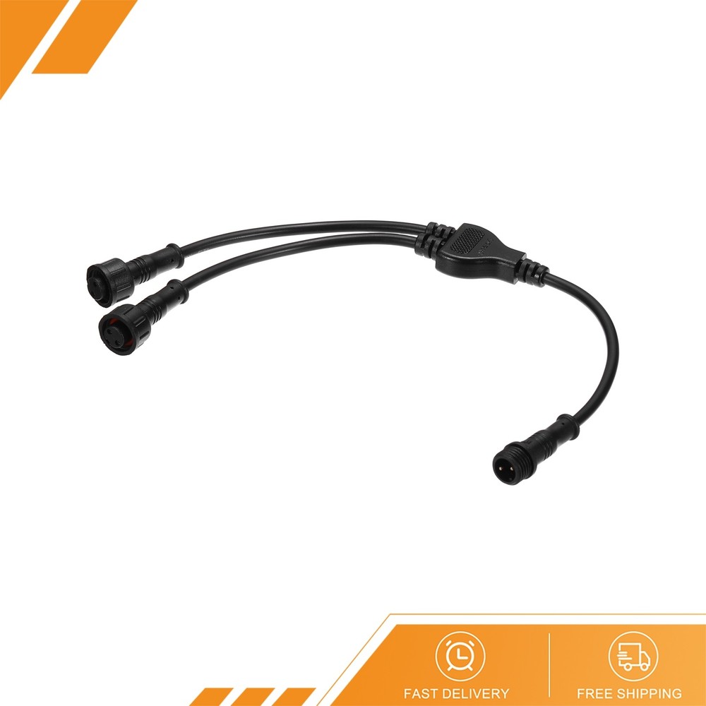 2-Core 2 Pins Y Splitter Connector 30cm 22AWG IP65 Y-Shape 1 Male to 2 Female