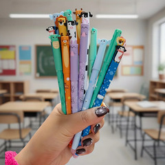 4-Pack Erasable Gel Pens Cartoon Animal Design Colorful Ink Fine Tip