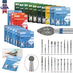100pcs Dental Diamond Burs Set for High Speed Handpiece Medium FG 1.6mm
