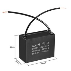 CBB61 Run Capacitor 450V AC 12uF 2 Wire Metallized Polypropylene Film Capacitor