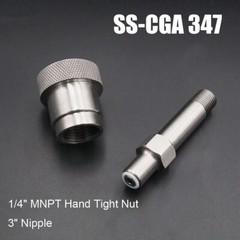 SCBA Firefighting SS-CGA 347 Kit 1/4 In MNPT Hand Tight Nut And 3 Inch Nipple
