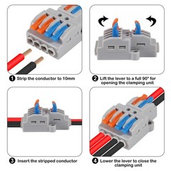 10 Pcs Lever Wire Connectors Quick Wiring Cable Connector Push-in Conductor