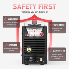 205A 5in1 MIG/Flux Core/TIG/Stick Welder 110V/220V Aluminum Welding LED Display