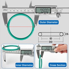 2.2mm Cross Section O Rings FKM Rubber 6mm-80mm OD Oil Resistant Seals (Green)