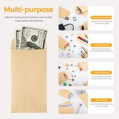 100 PACK Brown Cash Envelopes 3 1/2 x 6 1/2 for Budgeting, Small Kraft Money