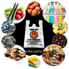 Heavy Duty Smiley T-Shirt Bag Thank You Plastic Carry Out Bags 11.5″x 6″x 17.5″