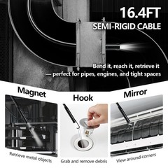 16GB Handheld Inspection Camera, 7.2” Screen, Rechargeable Borescope, 8 LED Ligh