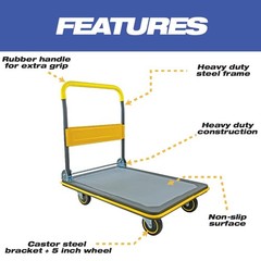 LAUCO Heavy Duty Foldable Push Cart Dolly, Flat Bed Cart, Push Dolly, Platform