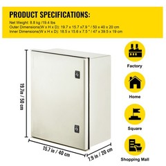 Uimoso Fiberglass Electrical Enclosure Box 19.7×15.7×7.9 in Wall Mount