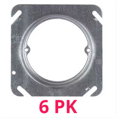 6PK- 2-Gang 4in. 4.3 cu.in Pre-Galvanized Metal Square Mud Ring-5/8in Raised
