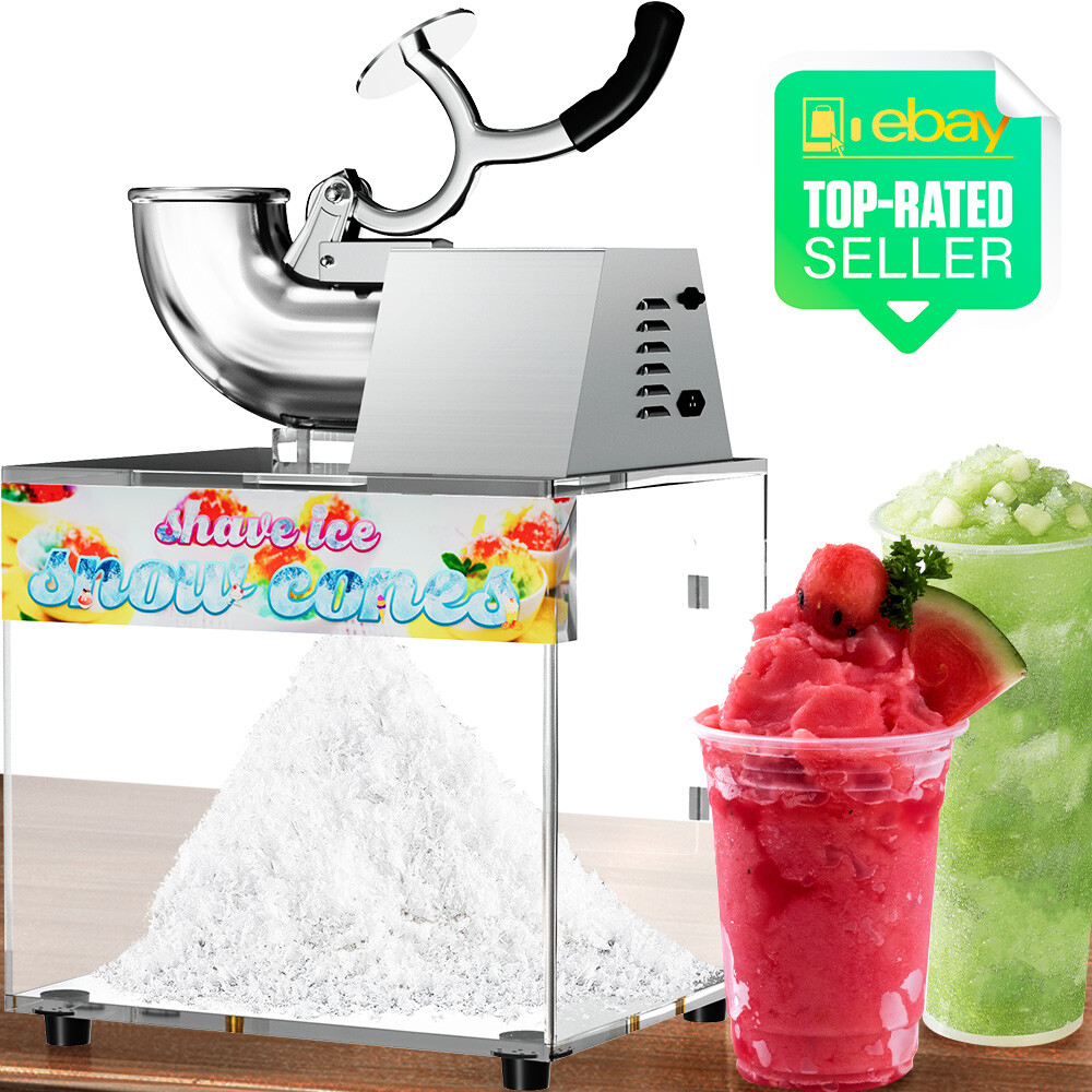 48L Snow Cone Machine Commercial Ice Shaver Electric Ice Crusher w/2 Blades 300W