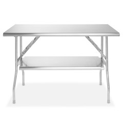 Stainless Steel Folding Commercial Prep Table with Undershelf – 48 x 24 in.