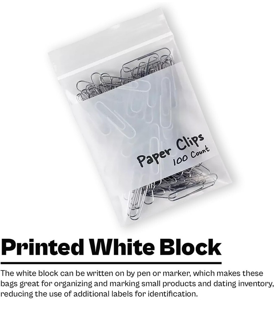 1000/PCS White Block 2″x3″ Clear Reclosable Seal Bag Plastic Zip Lock Bags 4Mil