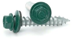 #14 Hex Washer Head Roofing Screws Mechanical Galvanized | Forest Green Finish