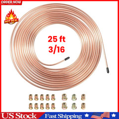 25 Ft. 3/16 OD Copper Nickel Brake Line Tubing Coil and Fitting Kit, 25 Ft of 3/