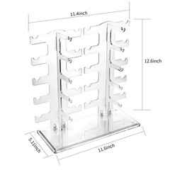 Lamoutor 2 Row Sunglasses Rack Holder Glasses Display Stand Transparent Color