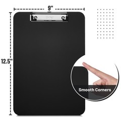 Mr. Pen Plastic Clipboard Letter Size Black Low Profile Clip Office School A4