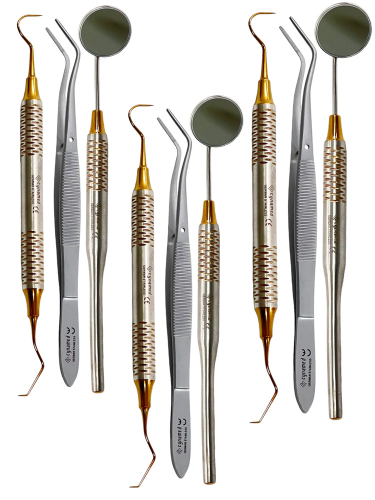 German Reusable Basic Dental Set Mirror Explorer College Plier Dental Instrument
