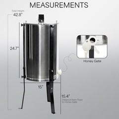VIVO Large Three 3 Frame Stainless Steel Honey Extractor (BEE-V003D)