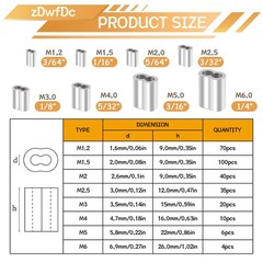 zDwfDc 285PCS 8 Sizes Aluminum Crimping Loop Sleeve Cable Crimps, 3/64” 1/16…