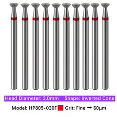 Vakker 10pc Dental HP Diamond Burs Long Straight Grinding Drill Bits 2.35mm