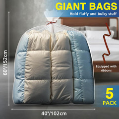 5 Pack 40” X 60” Extra Large Clear Plastic Bags, 2 Mil Storage Bags Ideal f…