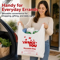 YoYoRain Reusable LDPE Shopping Bags with Handles 12x7x23, 2.25 Mil Thick, Wh…