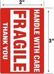 2000 2×3″inch Fragile Handle with Care Thank You Labels Stickers Warning Remind