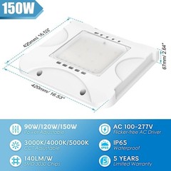10PCS 150W LED Gas Station Canopy Lights Commercial Garage Gym Lamp 4500K-5700K