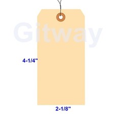 100 Pack 4 1/4″ x 2 1/8″ Size 4 Manila Inventory Pre Wired Hang Tags with Wire