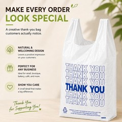 YoYoRain 500 Count Plastic T-Shirt Bags, 11″ x 6″ x 21″, White, Grocery & Tak…